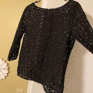 LOFT 3 quarter length black cut out shirt, size small.